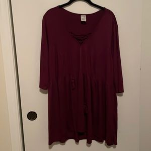 Terra & Sky: Burgundy/Purple Empire Waist Blouse (1X/16W-18W)